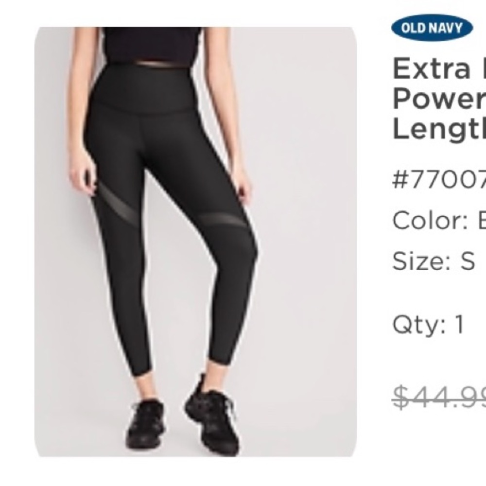 NWT Old Navy extra high waisted Powersoft Leggings 7/8 length
